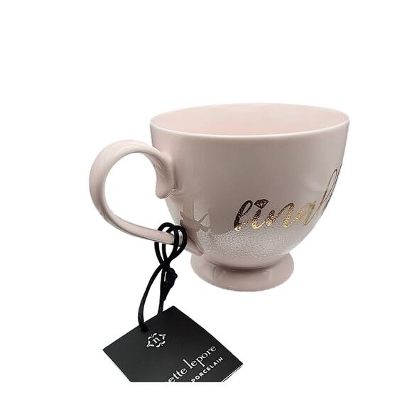 NWT Nanette Lepore Pink Matte "Finally" Footed Coffee Mug Quality Porcelain - Picture 5 of 11